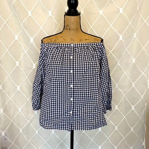 Merona Off-the-Shoulder Plaid Top